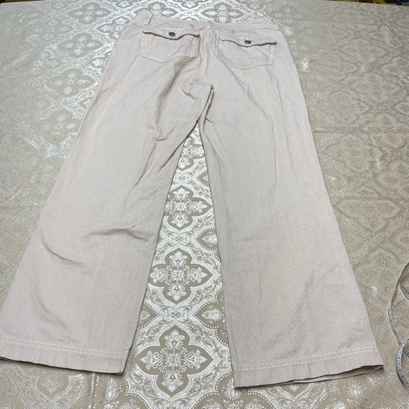L.L. Bean Tan & White Striped Wide Leg Pants - Picture 9 of 10